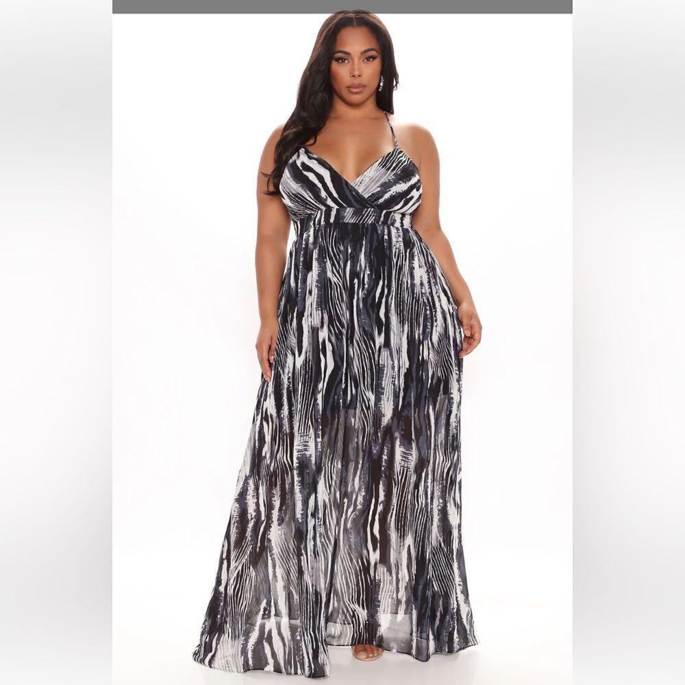 Fashion Nova Mina Maxi Dress - Black/combo, size L - Picture 5 of 14